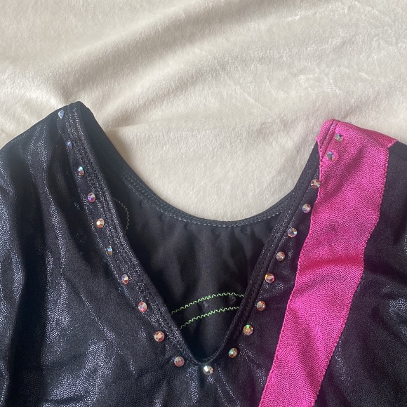 GK Elite long-sleeve rhinestone gymnastics competition leotard. - Picture 4 of 4